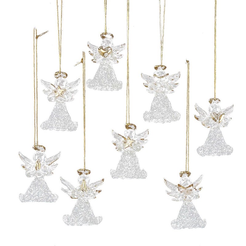 Kurt S. Adler Kurt Adler Clear Glass Angel Ornament, 1.57-Inch, Set of 8 - Image 1